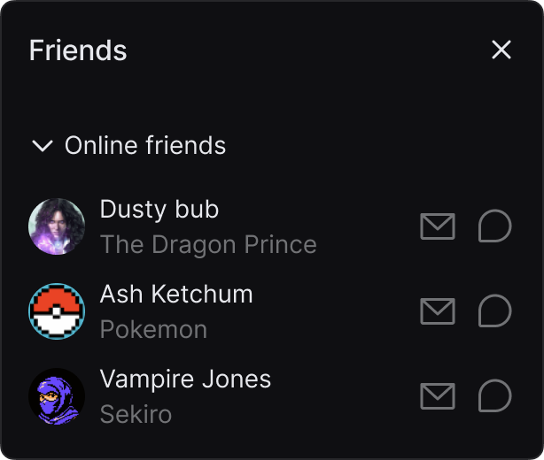 Friends User interface